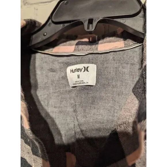 Hurley button down plaid flannel shirt medium - Picture 2 of 5